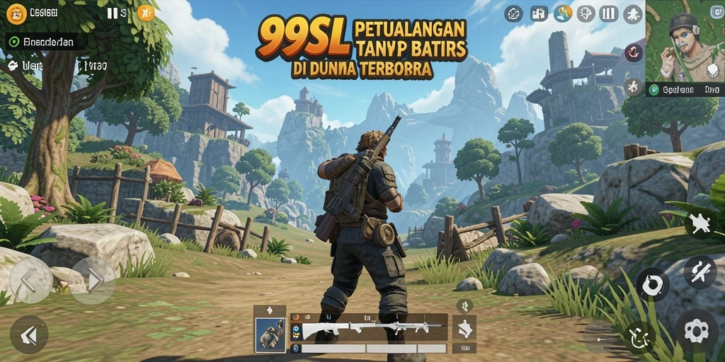 Screenshot gameplay 99SL menampilkan petualangan epik di dunia terbuka.