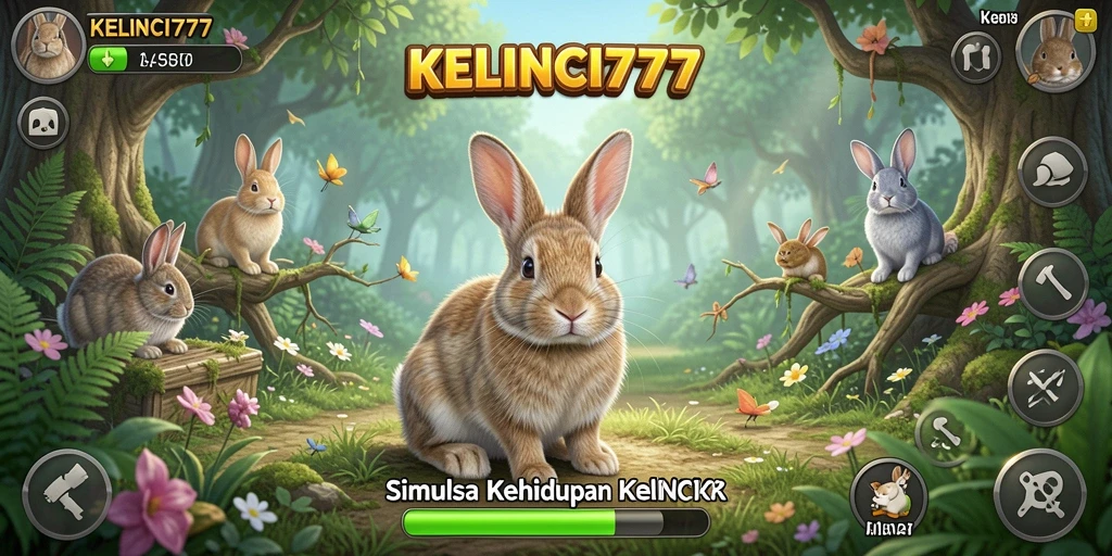 Tampilan gameplay menarik di KELINCI777 dengan kelinci beraksi di dunia virtual.