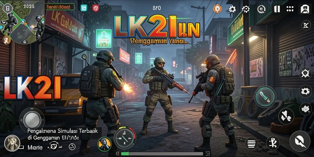 Screenshot LK21 menunjukkan gameplay simulasi yang mendalam dan interaktif.