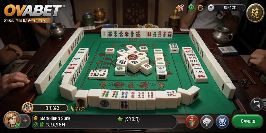 Screenshot dari gameplay OVABET yang menampilkan tindakan seru dalam Mahjong.