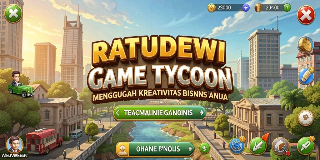 Screenshot utama gameplay menunjukkan pengelolaan bisnis yang seru di RATUDEWI.