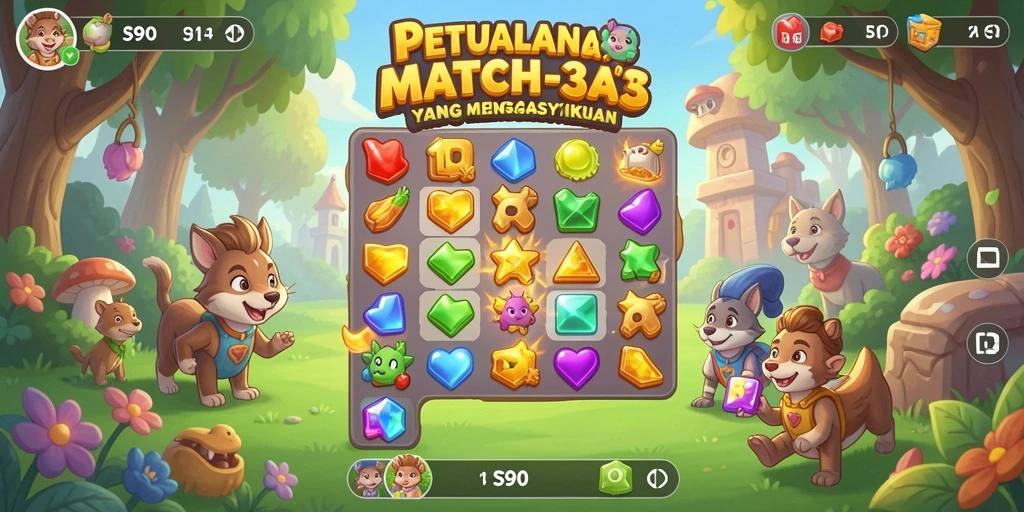 Screenshot S80 menunjukkan gameplay Match-3 yang penuh warna dan menantang.