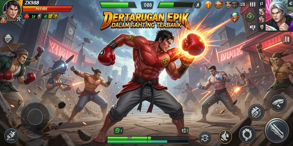 Gameplay ZK988 yang menegangkan dalam pertarungan Fighting.